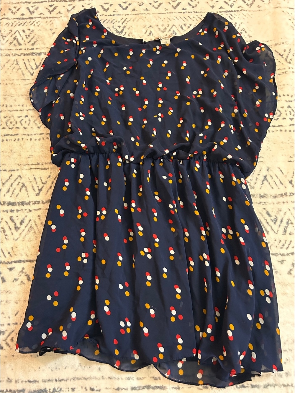 Fun & Flirt Navy Blue Polka Dot 2X Dress